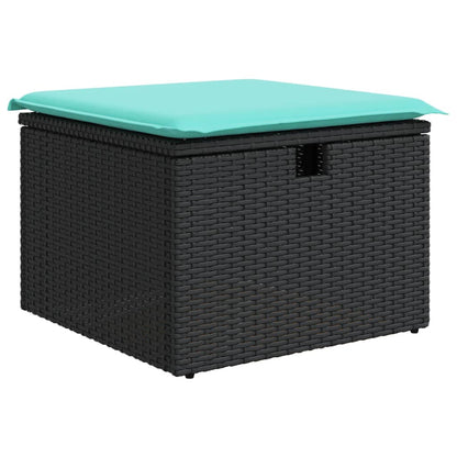 8-teiliges Gartensofa-Set mit Kissen, schwarzes Polyrattan
