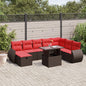 9-teiliges Gartensofa-Set mit Kissen, braun, Polyrattan
