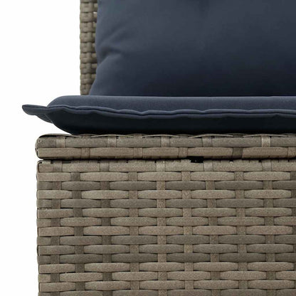 6-teiliges Gartensofa-Set mit Kissen, grau, Polyrattan