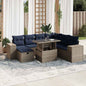 8-teiliges Gartensofa-Set mit Kissen, grau, Polyrattan