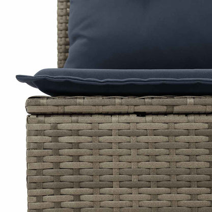 9-teiliges Gartensofa-Set mit Kissen, grau, Polyrattan