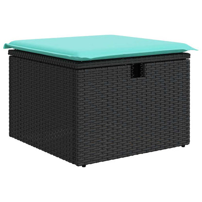 11-teiliges Gartensofa-Set mit Kissen, schwarzes Polyrattan