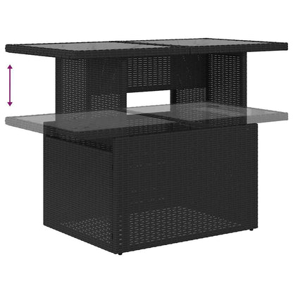 11-teiliges Gartensofa-Set mit Kissen, schwarzes Polyrattan