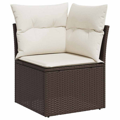10 teiliges Garten Sofa Set mit Kissen Braunes Poly Rattan