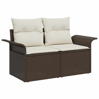 10 teiliges Garten Sofa Set mit Kissen Braunes Poly Rattan