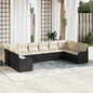 10-teilige Garten Sofa Set mit Kissen Schwarz Poly Rattan
