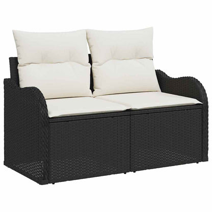 10-teilige Garten Sofa Set mit Kissen Schwarz Poly Rattan