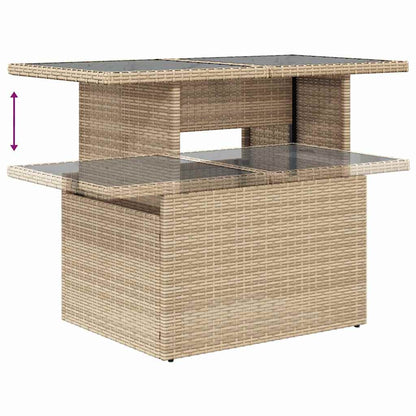 10-teilige Garten Sofa Set mit Kissen Beige Poly Rattan