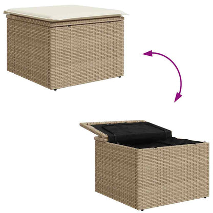 Garten-Sofa-Set 9 pcs Beige, weiß
