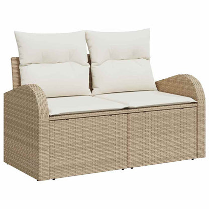 Garten-Sofa-Set 9 pcs Beige, weiß