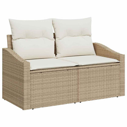 Garten-Sofa-Set 9 pcs Beige, weiß