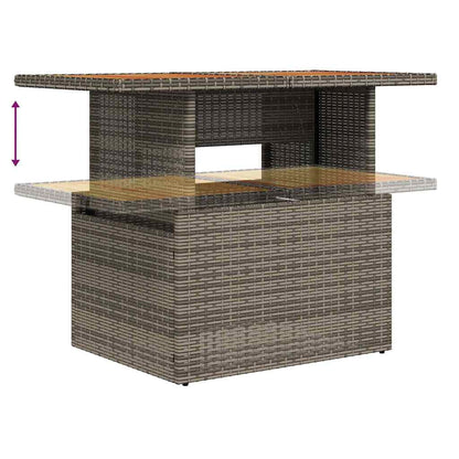 10-teilige Garten Sofa Set mit Kissen Grau Poly Rattan