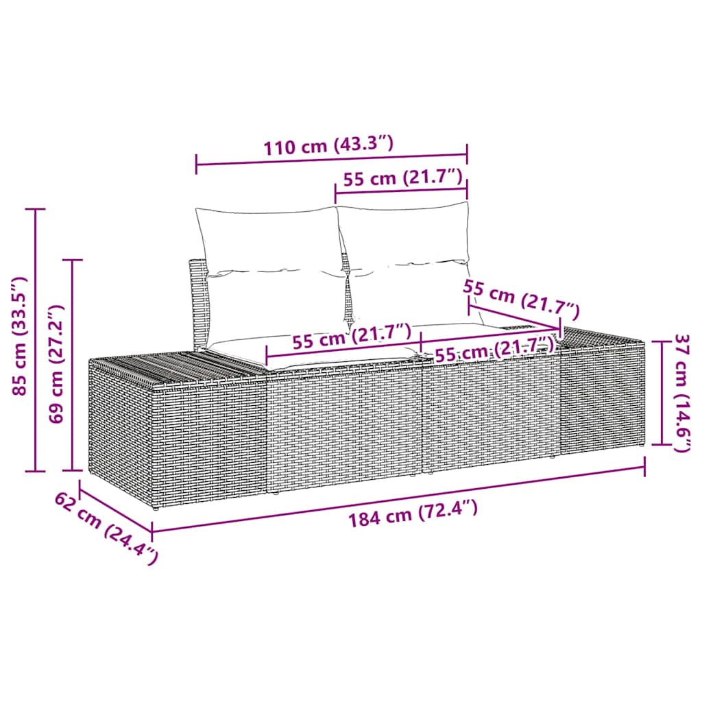 6-teiliges Garten-Sofa-Set Braun aus Poly-Ratten mit Kissen