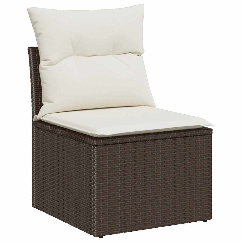 6-teiliges Garten-Sofa-Set Braun aus Poly-Ratten mit Kissen