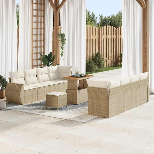 Garten-Sofa-Set 11 pcs Beige Poly-Rattan