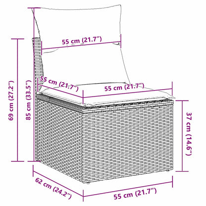 Garten-Sofa-Set Höhenverstellbar 8 pcs Grau Poly-Rattan