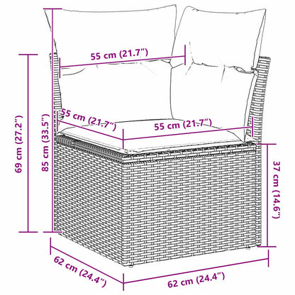 Garten-Sofa-Set Höhenverstellbar 8 pcs Grau Poly-Rattan