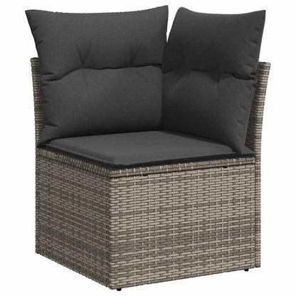 Garten-Sofa-Set Höhenverstellbar 8 pcs Grau Poly-Rattan