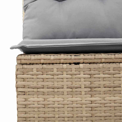 10 teiliges Garten Sofa Set mit Kissen Beige Poly Rattan Akazie