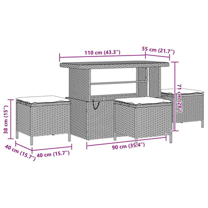10-teilige Garten Sofa Set mit Kissen Schwarz Poly Rattan Akazie