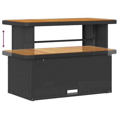 10-teilige Garten Sofa Set mit Kissen Schwarz Poly Rattan Akazie