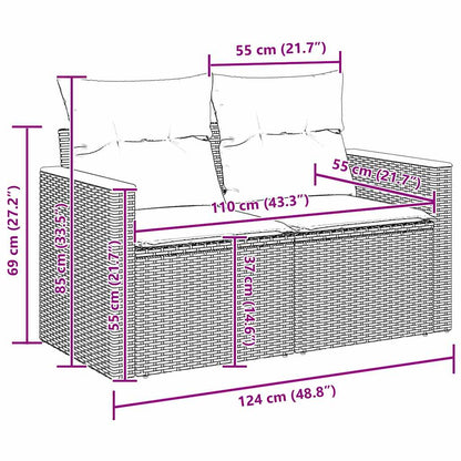 10-teilige Garten Sofagarnitur mit Kissen in Beige aus Poly Rattan Akazie
