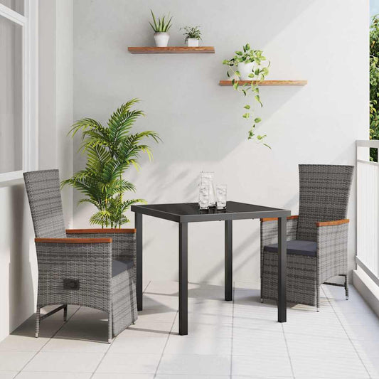 Verstellbare Gartenstühle 3 pcs Grau Dunkelgrau 80 x 80 x 73 cm