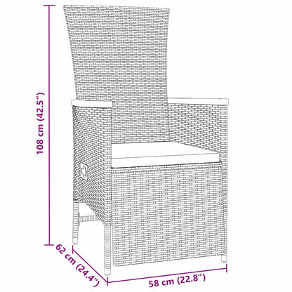 Verstellbare Gartenstühle 3 pcs Grau Dunkelgrau 80 x 80 x 73 cm