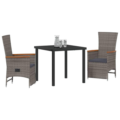 Verstellbare Gartenstühle 3 pcs Grau Dunkelgrau 80 x 80 x 73 cm