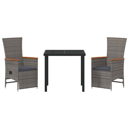 Verstellbare Gartenstühle 3 pcs Grau Dunkelgrau 80 x 80 x 73 cm