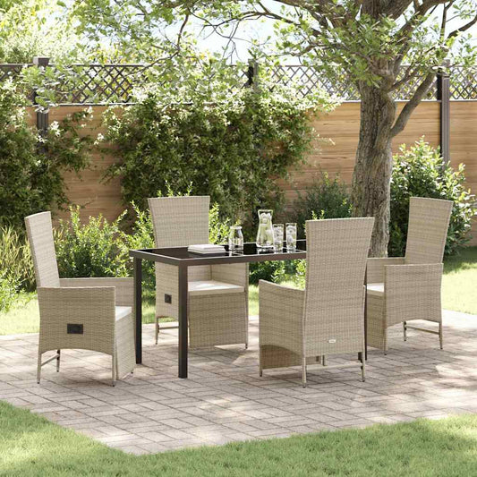 Set verstellbare Gartenstühle 5 pcs Beige 140 x 70 x 73 cm