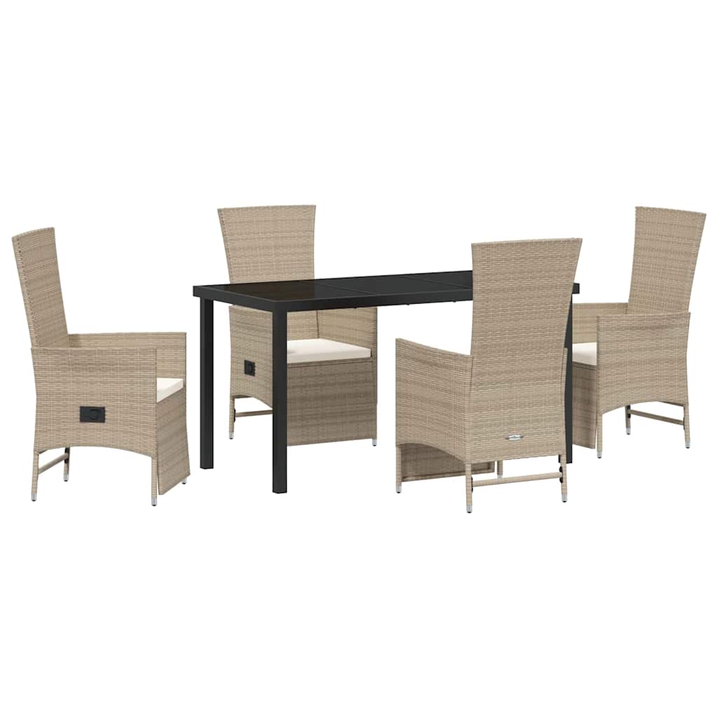 Set verstellbare Gartenstühle 5 pcs Beige 140 x 70 x 73 cm