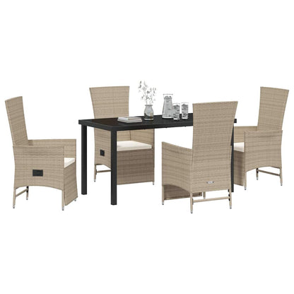 Set verstellbare Gartenstühle 5 pcs Beige 140 x 70 x 73 cm