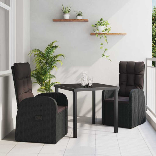Verstellbare Gartenstühle 3 pcs Schwarz 80 x 80 x 73 cm