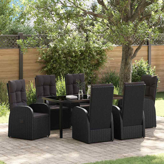 Verstellbare Gartenstühle 7 pcs Schwarz 160 x 80 x 73 cm