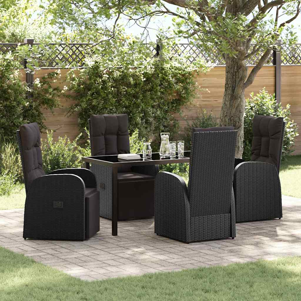 verstellbare Gartenstühle 5 pcs Schwarz 140 x 70 x 73 cm