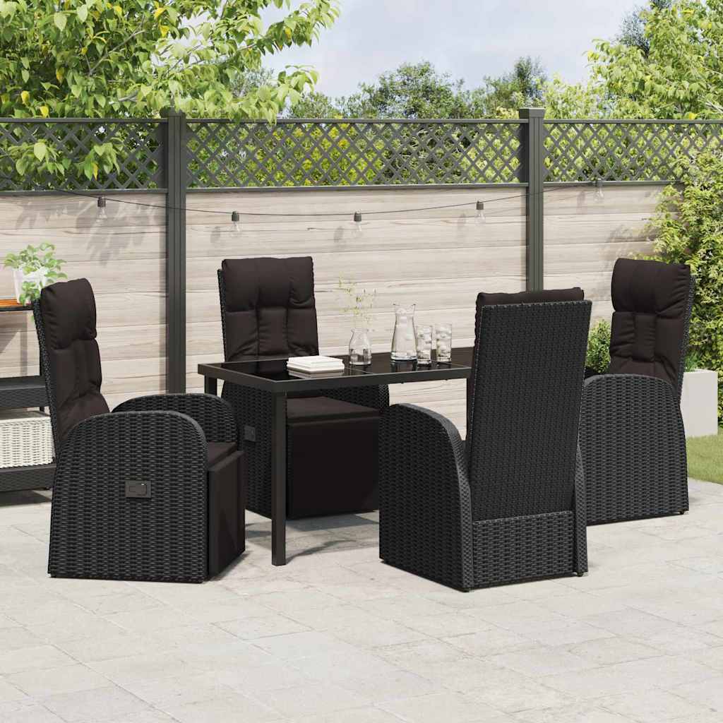 verstellbare Gartenstühle 5 pcs Schwarz 140 x 70 x 73 cm