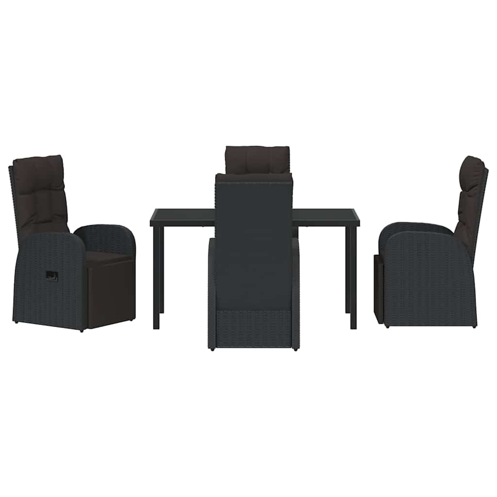 verstellbare Gartenstühle 5 pcs Schwarz 140 x 70 x 73 cm
