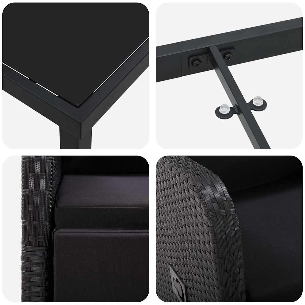verstellbare Gartenstühle 5 pcs Schwarz 140 x 70 x 73 cm