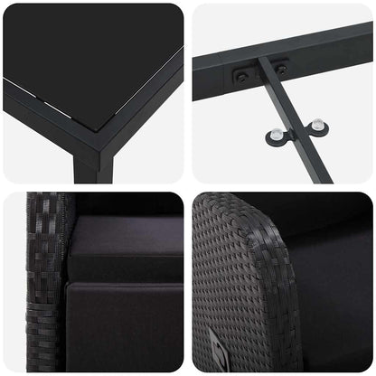 verstellbare Gartenstühle 5 pcs Schwarz 140 x 70 x 73 cm