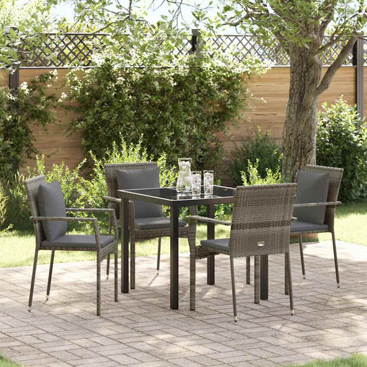 Set aus 4 Gartenstühlen mit Kissen mit Kissen 5 pcs Grau 80 x 80 x 73 cm