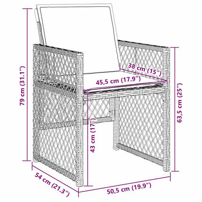 5-teiliges Gartentisch-Set mit Kissen in Hellgrau aus Poly Rattan.