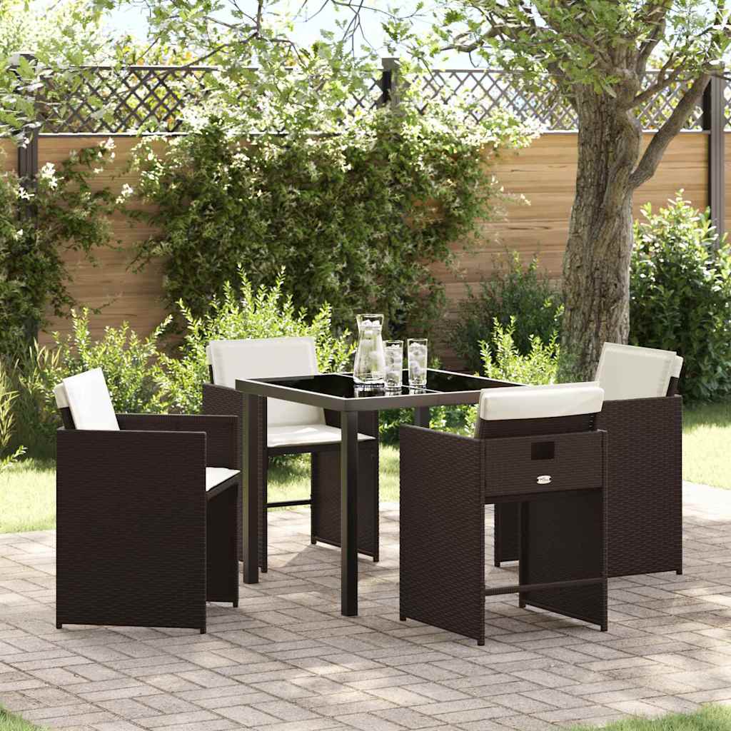 Garten Essgruppe 5 pcs Braun Poly-Rattan