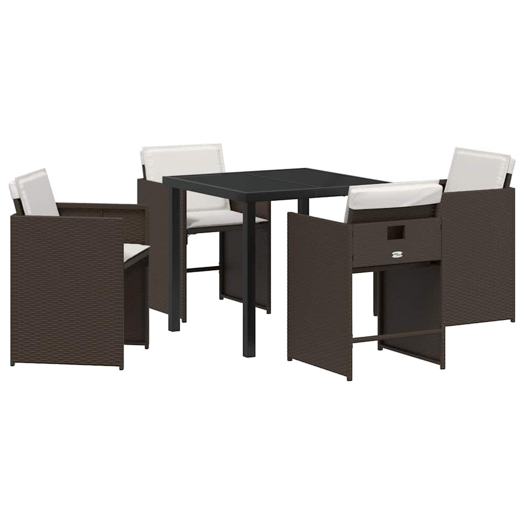 Garten Essgruppe 5 pcs Braun Poly-Rattan