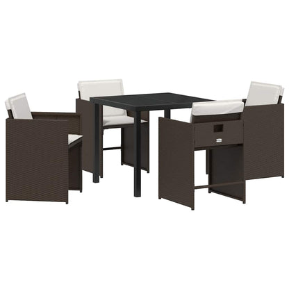 Garten Essgruppe 5 pcs Braun Poly-Rattan