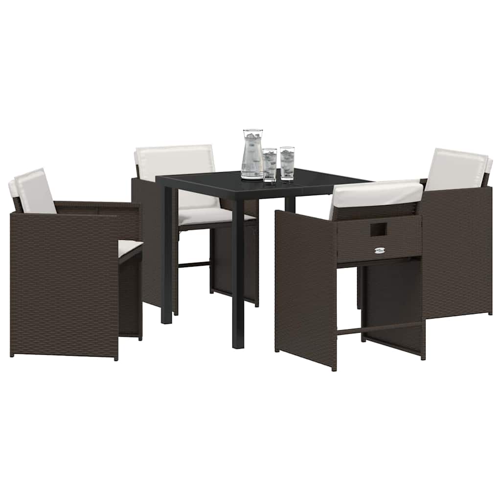 Garten Essgruppe 5 pcs Braun Poly-Rattan