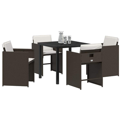 Garten Essgruppe 5 pcs Braun Poly-Rattan