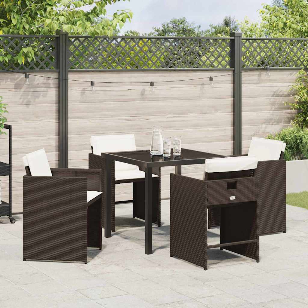 Garten Essgruppe 5 pcs Braun Poly-Rattan