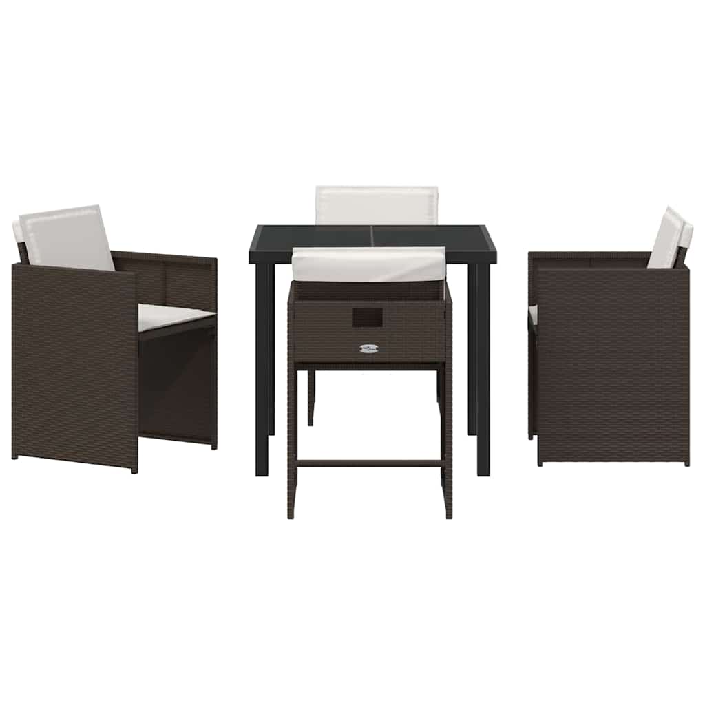 Garten Essgruppe 5 pcs Braun Poly-Rattan