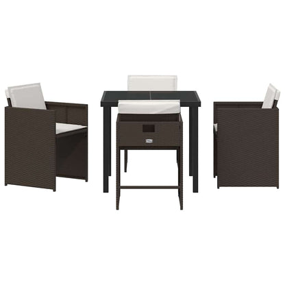 Garten Essgruppe 5 pcs Braun Poly-Rattan